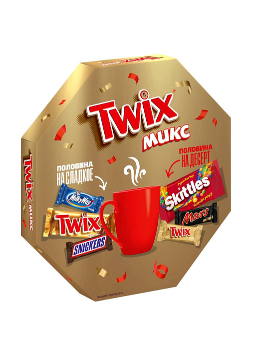 Сладкий подарок Twix микс, набор конфет Twix, Snickers, Bounty, Milky Way, Mars, Skittles (2 х 225 г.) купить в интернет-магазине icover