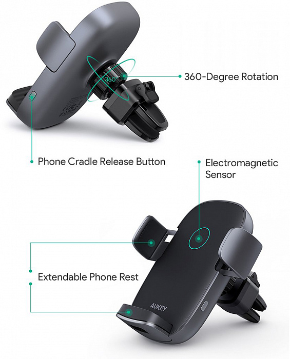 Автомобильный держатель Aukey Navigator Wind II (HD-C52) для смартфона (Black) купить в интернет-магазине icover
