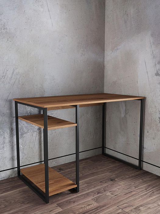Стол письменный с полкой для ПК RIDBERG GILBERT (Dark Oak/Black) купить в интернет-магазине icover