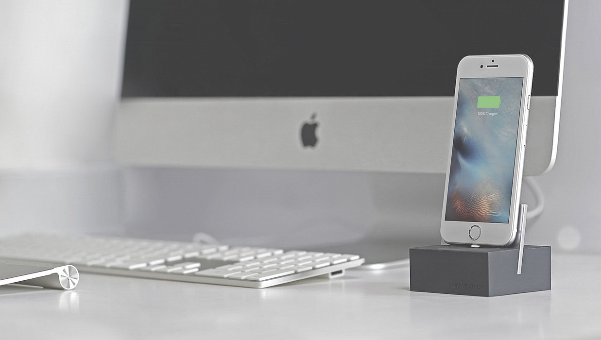Native Union Dock Lightning (DOCK-IP-SL-GRY) - подставка для iPhone/iPad (Slate/Space Grey) купить в интернет-магазине icover