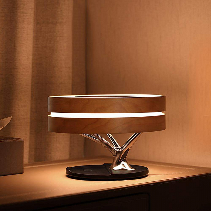 Умный светильник HomeTree Dawn (YT-M1601-B3) с беспроводной зарядкой и колонкой (Brown) купить в интернет-магазине icover
