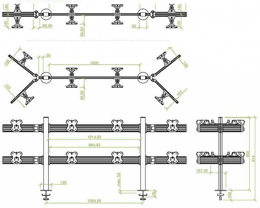 Кронштейн ErgoFount TBBS-1600WG для 16 мониторов 24" (Steel) купить в интернет-магазине icover
