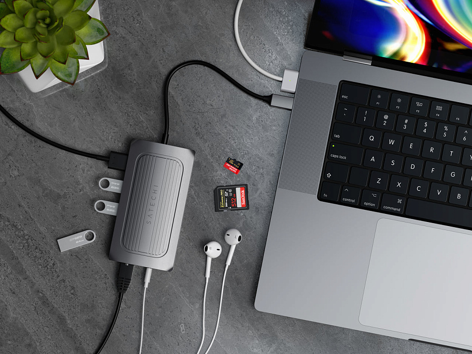 USB-хаб Satechi USB 4 Multiport Adapter (ST-U4MA3M) 8K HDMI, USB-A, USB-C PD, Ethernet (Space Grey) купить в интернет-магазине icover