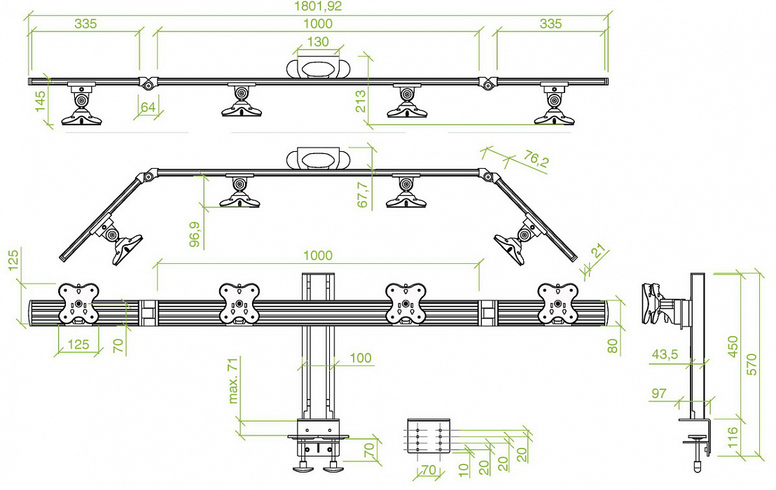 Кронштейн ErgoFount RSS-400WC для 4 мониторов 24" (Steel) купить в интернет-магазине icover
