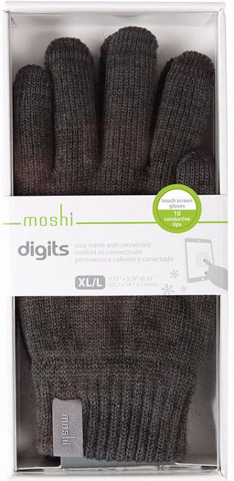 Перчатки Moshi Digits L (99MO065031) для сенсорных устройств (Dark Grey) купить в интернет-магазине icover