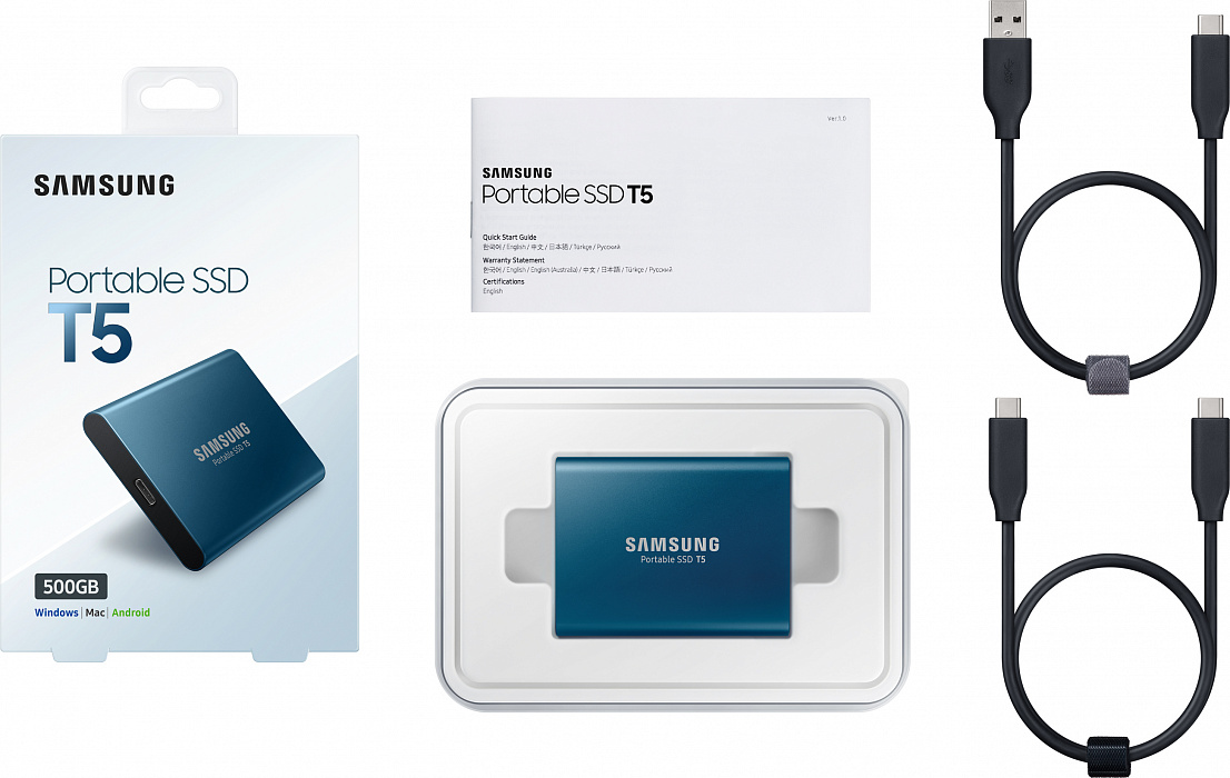 Внешний накопитель Samsung Portable SSD T5 500Gb MU-PA500B/WW (Blue) купить в интернет-магазине icover
