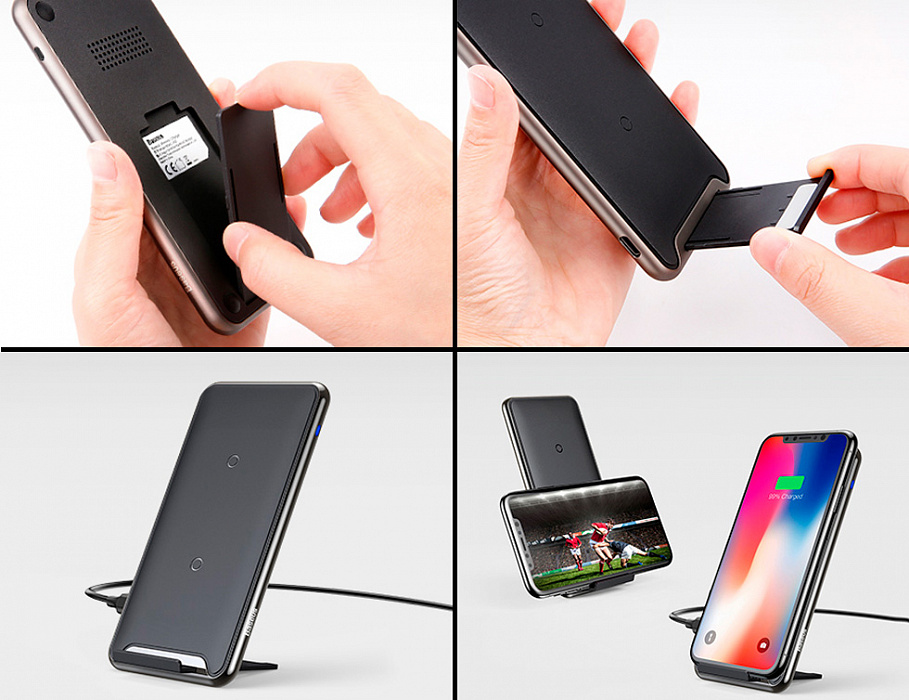 Беспроводное зарядное устройство Baseus Three-coil Wireless Charging Pad WXHSD-B01 (Black) купить в интернет-магазине icover