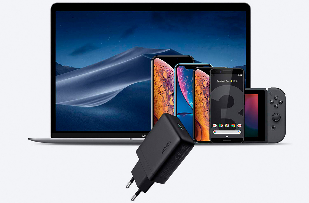 Сетевое зарядное устройство Aukey Wall Charger PD 30W USB-C PA-Y21 (Black) купить в интернет-магазине icover