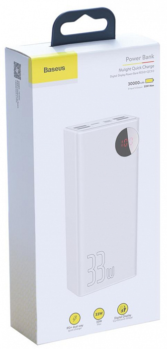 Внешний аккумулятор Baseus Mulight Quick Charge Power Bank 30000mAh PPMY-02 (White) купить в интернет-магазине icover