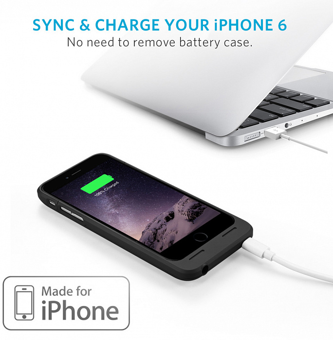 Anker Ultra-Slim Battery Case 2850mAh (A1405011) - ультратонкий чехол-аккумулятор для iPhone 6/6S (Black) купить в интернет-магазине icover