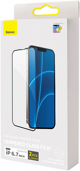 Защитное стекло Baseus Curved Crack-resistant edges 0.23 (SGQP020201) для iPhone 13 Pro Max (Black) купить в интернет-магазине icover
