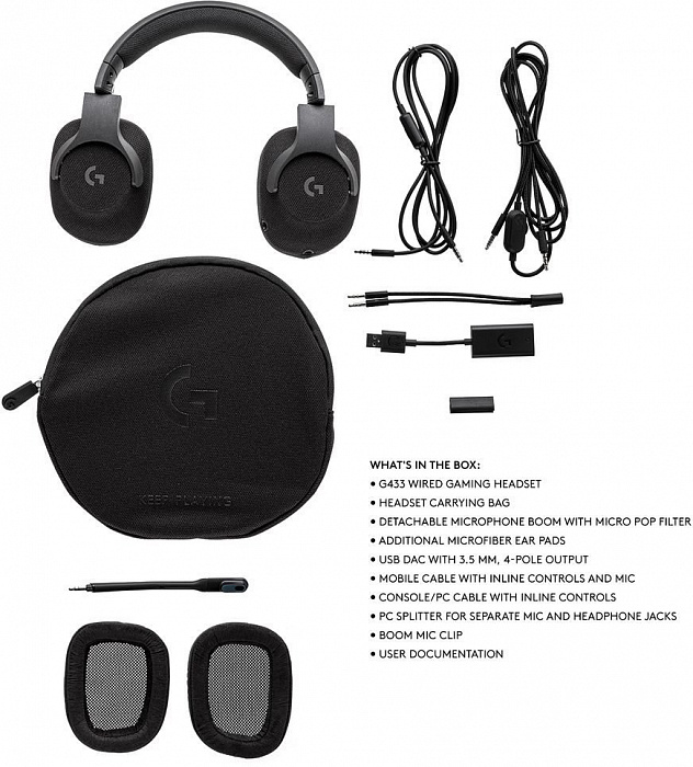 Компьютерная гарнитура Logitech G433 981-000668 (Triple Black) купить в интернет-магазине icover