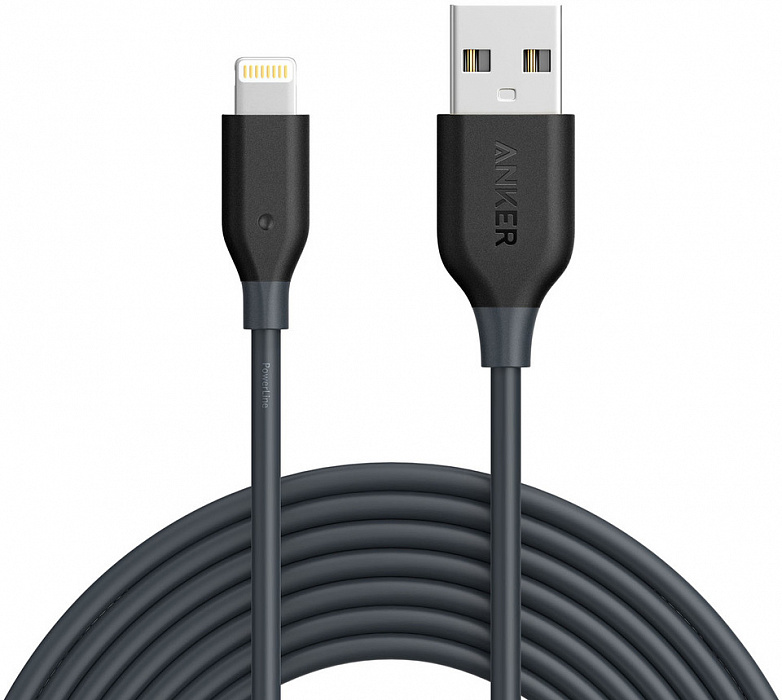Anker PowerLine 3 м (A8113H11) - кабель Lightning to USB (Space Gray) купить в интернет-магазине icover