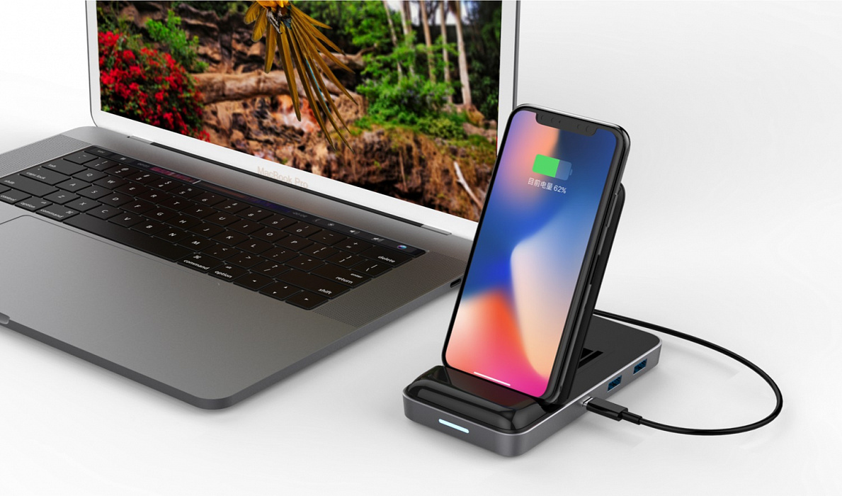 Док-станция HyperDrive Qi Wireless Charger & USB-C Hub 7.5W (Black) купить в интернет-магазине icover
