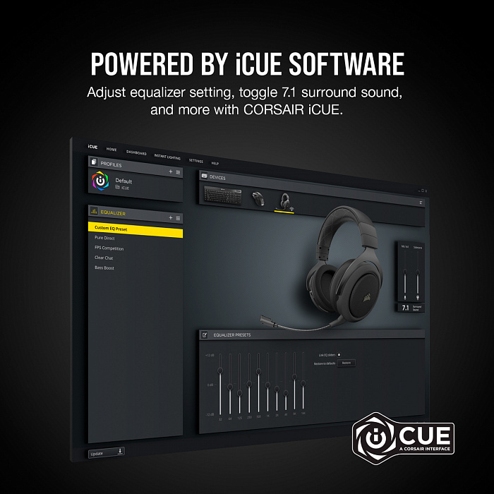 Беспроводная игровая гарнитура Corsair Gaming HS70 Pro CA-9011211-EU (Carbon) купить в интернет-магазине icover
