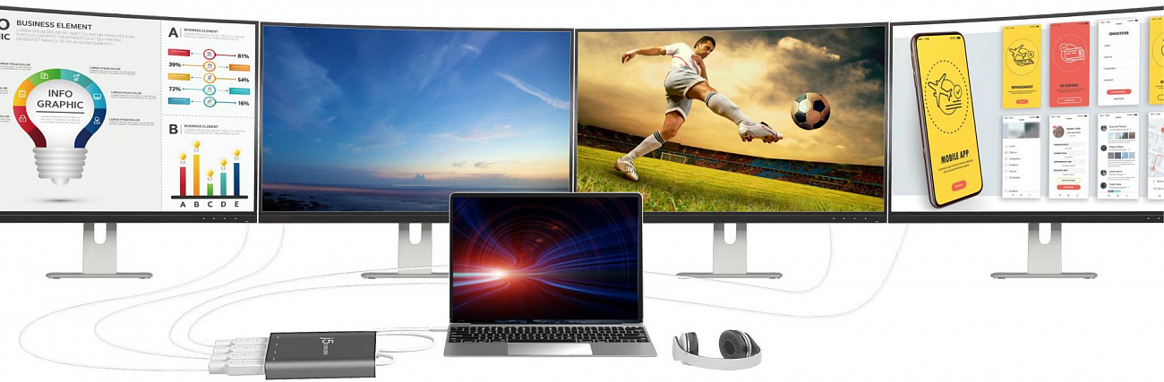 Переходник j5create JCA366 USB-C to 4xHDMI (Silver) купить в интернет-магазине icover