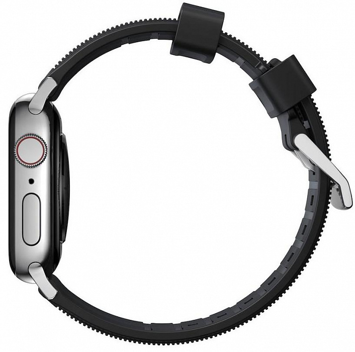 Ремешок Nomad Rugged Strap (NM1A41SN00) для Apple Watch Series SE/6/2/3/4 42/44 mm (Black/Silver) купить в интернет-магазине icover