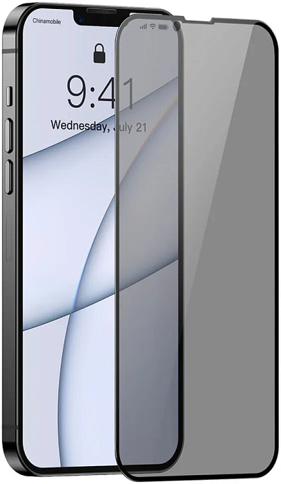 Защитное стекло Baseus Curved Crack-resistant Anti-spy 0.23 (SGQP020401) для iPhone 13/13 Pro (Black) купить в интернет-магазине icover