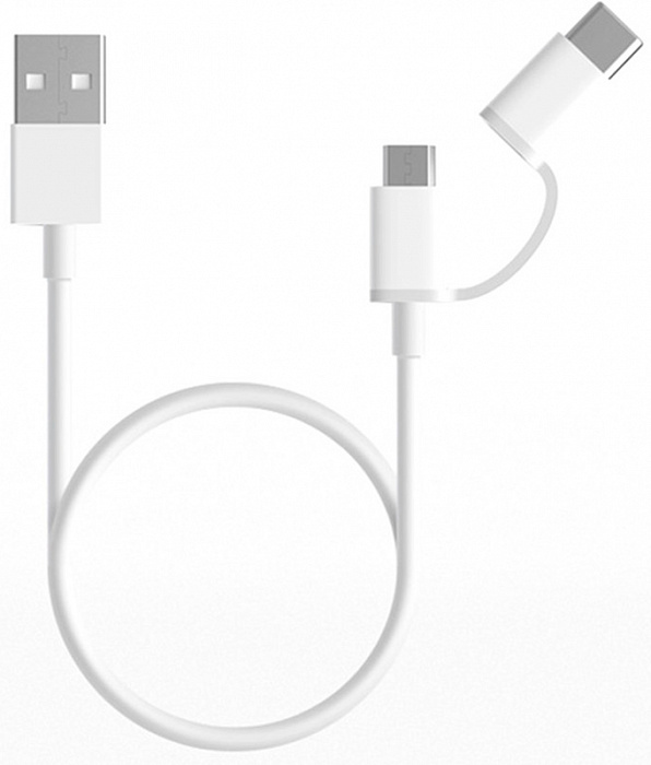 Кабель Xiaomi Mi 2-in-1 (SJV4083TY) USB-A to microUSB/Type C 0.3m (White) купить в интернет-магазине icover