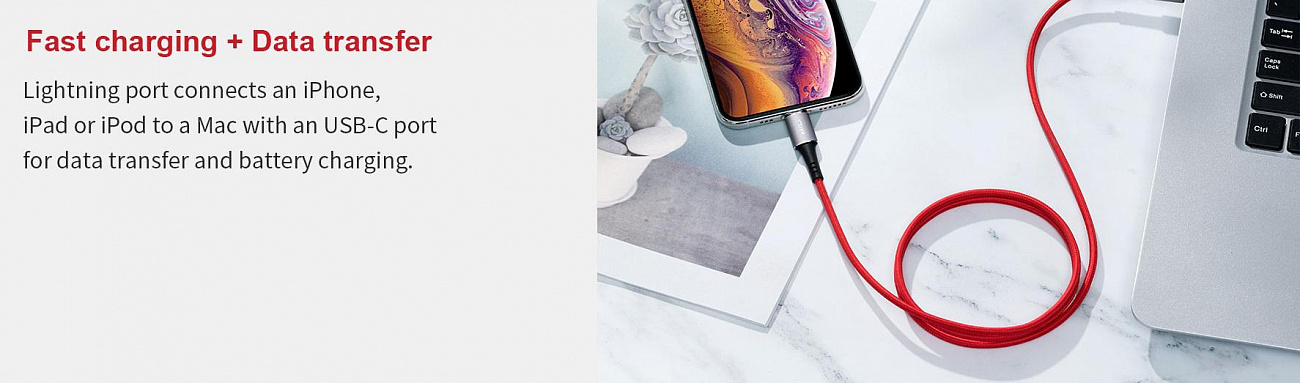 Кабель Mili L90 USB-C/Lightning 1m (Red) купить в интернет-магазине icover