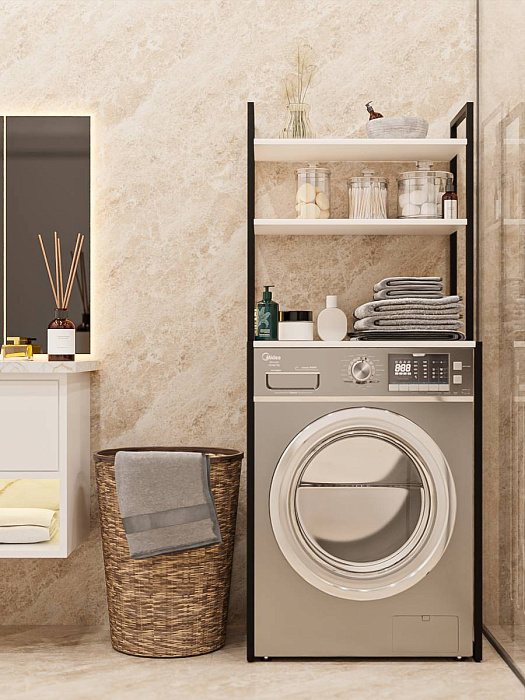 Стеллаж лофт над стиральной машинкой RIDBERG ATLANTA (White/Black) купить в интернет-магазине icover