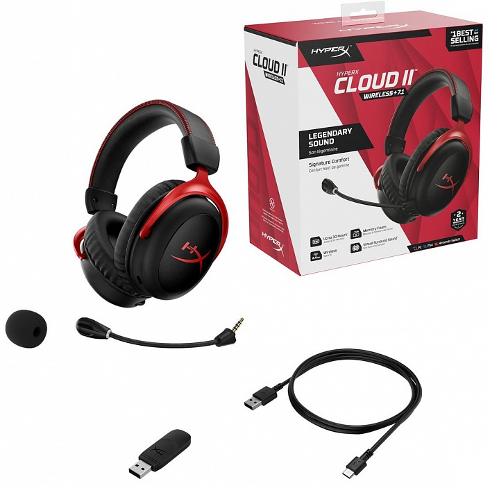 Игровая гарнитура HyperX Cloud II Wireless 7.1 HHSC2X-BA-RD/G (Black/Red) купить в интернет-магазине icover