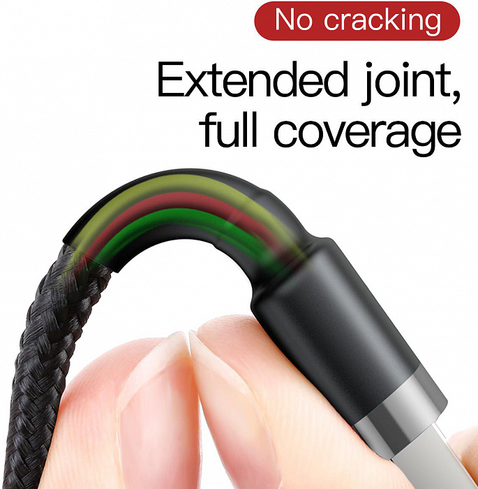 Кабель для iPhone, iPad Baseus Cafule (CALKLF-BV1) USB to Lightning 1m (Gold/Black) купить в интернет-магазине icover