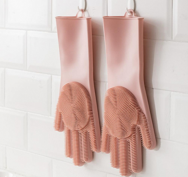 Перчатки для уборки Xiaomi Silicone Cleaning Glove (Pink) купить в интернет-магазине icover