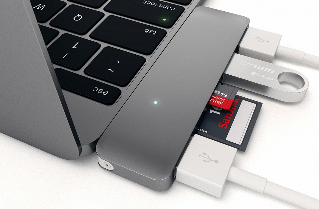 USB-концентратор Satechi Aluminum Combo (ST-TCUHM) USB Type C (Space Gray) купить в интернет-магазине icover
