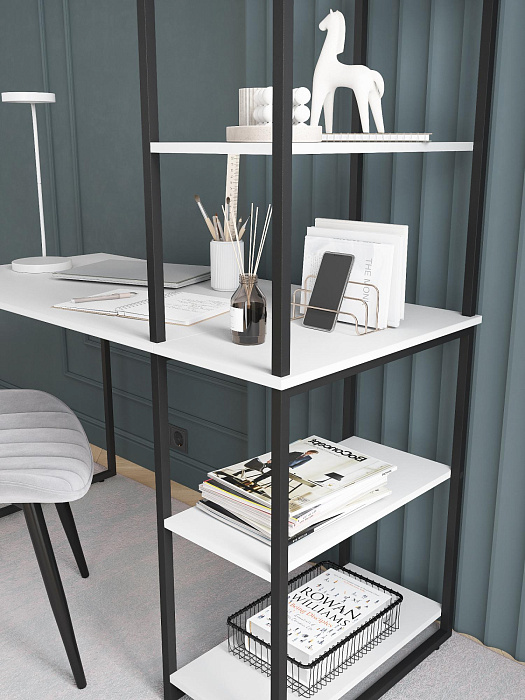 Стол-стеллаж лофт RIDBERG MEMPHIS (White/Black) купить в интернет-магазине icover