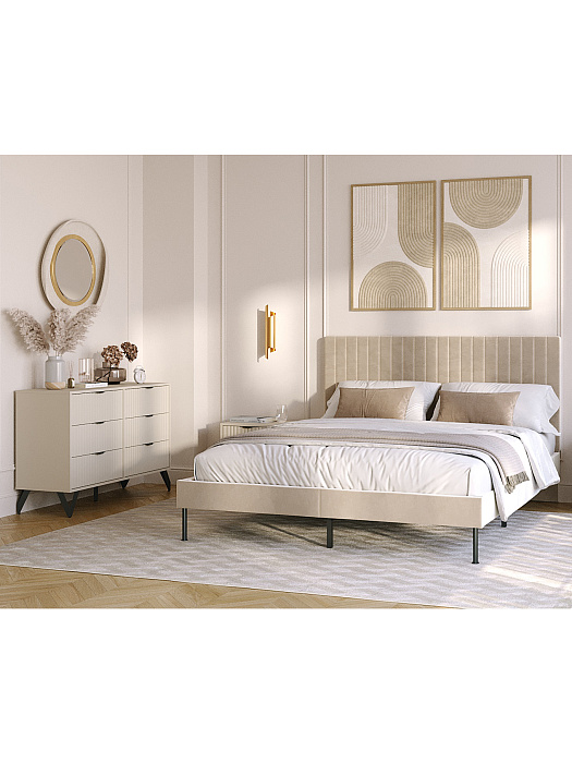 Кровать двуспальная RIDBERG LUGANO 160x200 Велюр NEO 03 (Biege) купить в интернет-магазине icover