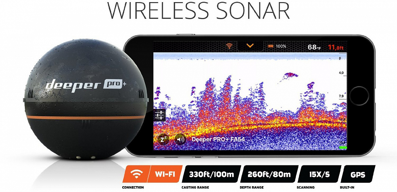 Беспроводной эхолот Deeper Sonar Pro+ (Wi-Fi+GPS) купить в интернет-магазине icover