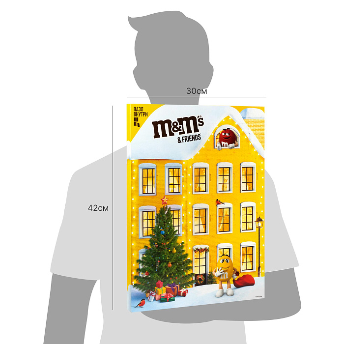 Адвент-календарь сладкий новогодний M&M's & Friends, шоколадный подарочный набор с пазлом внутри, 250 г. купить в интернет-магазине icover