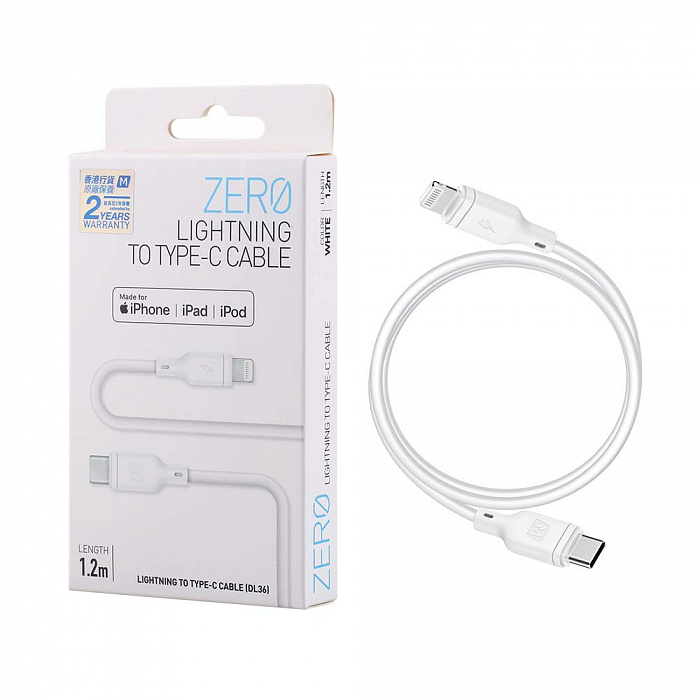 Кабель для iPod, iPhone, iPad Momax Zero DL36 USB-C/Lightning 1.2m (White) купить в интернет-магазине icover