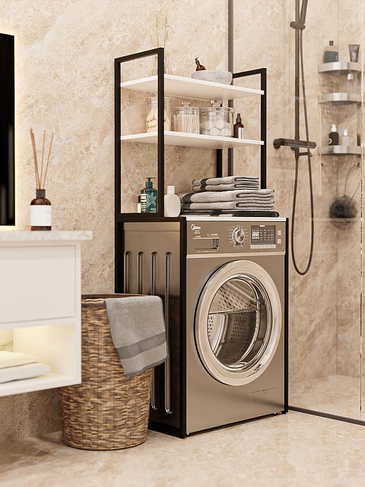 Стеллаж лофт над стиральной машинкой RIDBERG ATLANTA (White/Black) купить в интернет-магазине icover