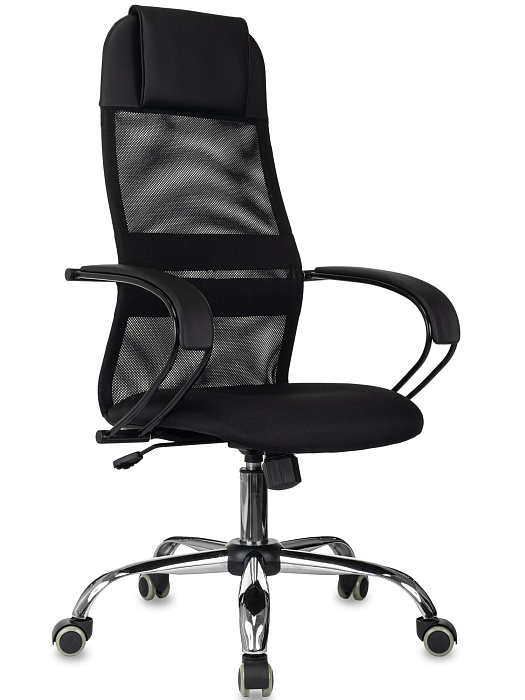 Кресло руководителя Бюрократ CH-NOVA SL сетка/ткань/металл (Black/Chrome) купить в интернет-магазине icover