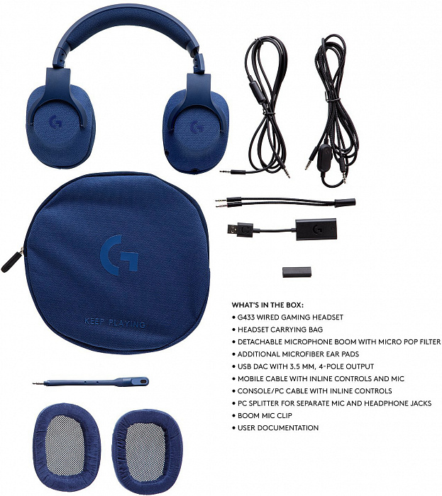 Компьютерная гарнитура Logitech G433 981-000687 (Royal Blue) купить в интернет-магазине icover