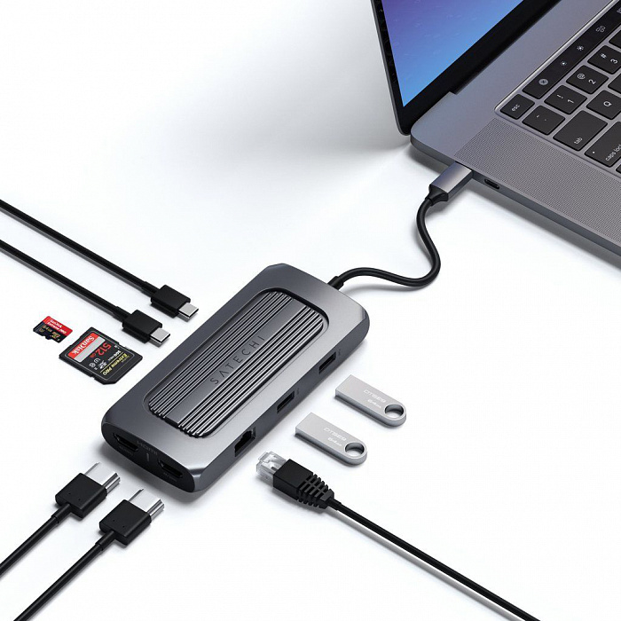 Хаб Satechi USB-C Multiport MX Adapter ST-UCMXAM (Space Gray) купить в интернет-магазине icover