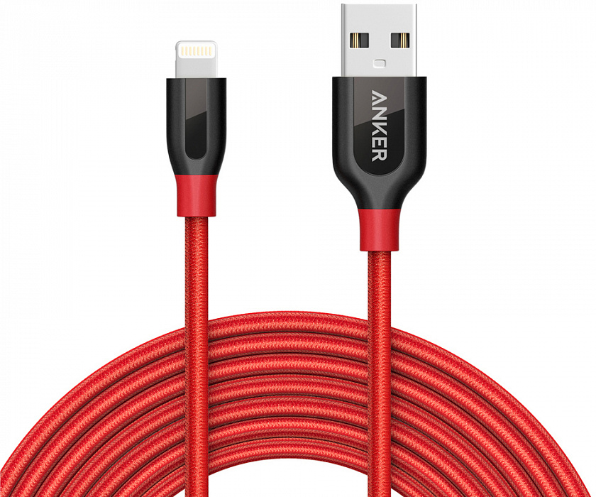 Кабель для iPhone, iPad Anker PowerLine+ (A8123H91) Lightning to USB 3m (Red) купить в интернет-магазине icover