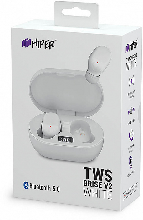 Bluetooth-наушники с микрофоном HIPER TWS Brise V2 HTW-S1 (White) купить в интернет-магазине icover
