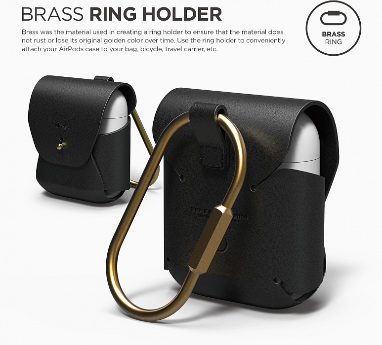 Чехол Elago Genuine Cow Leather Case (EAPLE-BK) для AirPods (Black) купить в интернет-магазине icover
