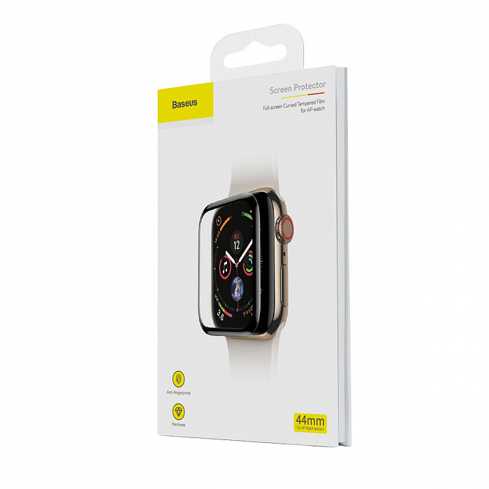 Защитное стекло Baseus Full-screen Curved Tempered Glass (SGAPWA4-H01) для Apple Watch series SE/6/4 44mm (Black) купить в интернет-магазине icover