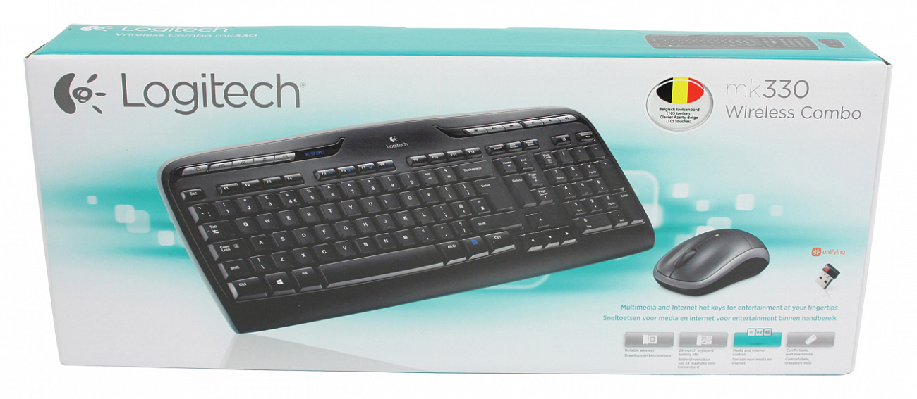 Беспроводные клавиатура и мышь Logitech Wireless Combo MK330 (Black) купить в интернет-магазине icover