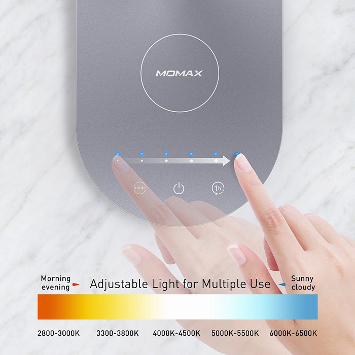 Лампа с беспроводной зарядкой Momax LED Desk Lamp with Wireless Charging Pad (Silver) купить в интернет-магазине icover