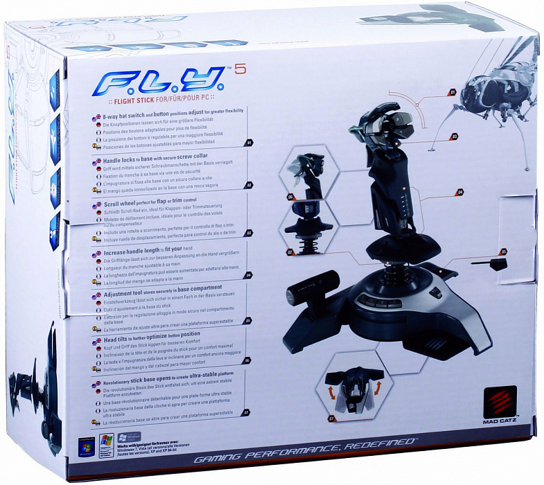Mad Catz Cyborg F.L.Y.5 Flight Stick (MCB4330200B2/04/1) - проводной джойстик для ПК (Black) купить в интернет-магазине icover
