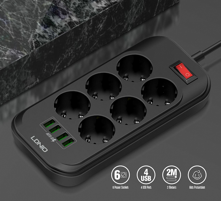 Сетевой фильтр LDNIO SE6403 (Black) купить в интернет-магазине icover