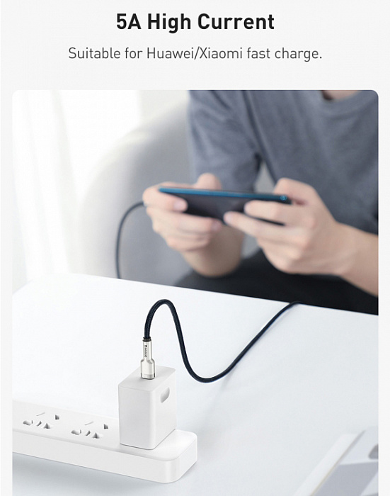 Кабель Baseus Cafule (CATJK-C01) USB Type C 100W 1m (Black) купить в интернет-магазине icover