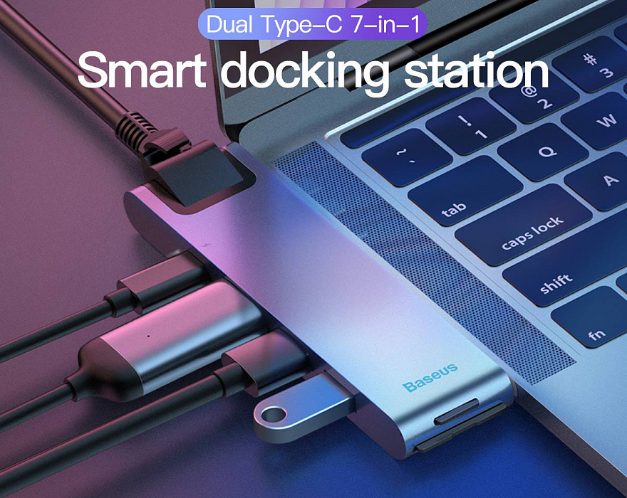 USB-концентратор Baseus Thunderbolt C+Pro (CAHUB-L0G) для MacBook Pro (Deep Grey) купить в интернет-магазине icover