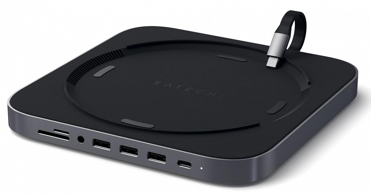 Хаб Satechi Type-C Aluminium Stand & Hub (ST-ABHFM) для Mac Mini 2018 (Space Grey) купить в интернет-магазине icover