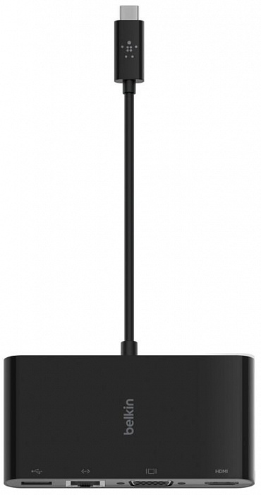 Переходник Belkin USB-C Multimedia Adapter (AVC005btBK) Gigabit Ethernet, USB-A 3.0, VGA, 4K HDMI (Black) купить в интернет-магазине icover